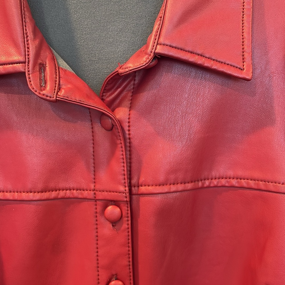 Anthropologie faux leather red dress - Picture 6 of 9